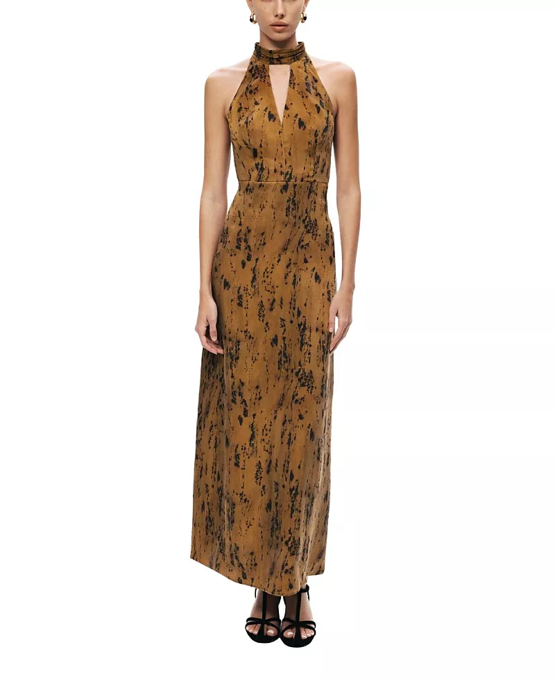 Nocturne Printed Halter-Neck Maxi Dress