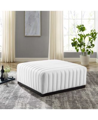 Conjure Channel Tufted Upholstered Fabric Ottoman