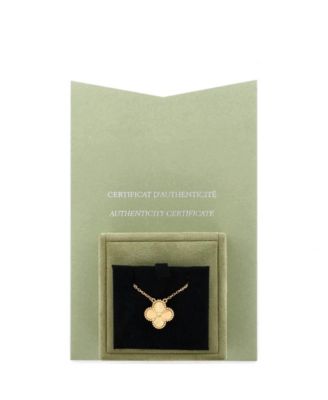  Vintage Alhambra Pendant Necklace Guilloche 18K Gold, 16.5"