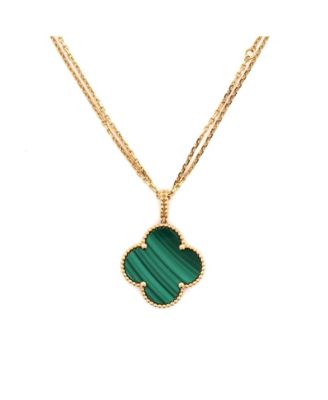  Magic Alhambra Pendant Necklace 18K Gold and Malachite, 35.5"