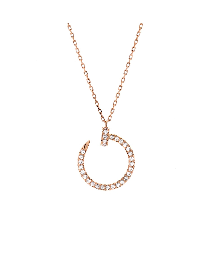 Pre-Owned Cartier Juste un Clou Pendant Necklace 18K Rose Gold and Pave Diamonds, 16"