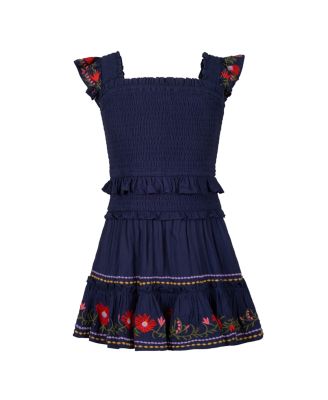  Girls' Embroidered Zoe Smocked Tiered Dress - Little Kid, Big Kid