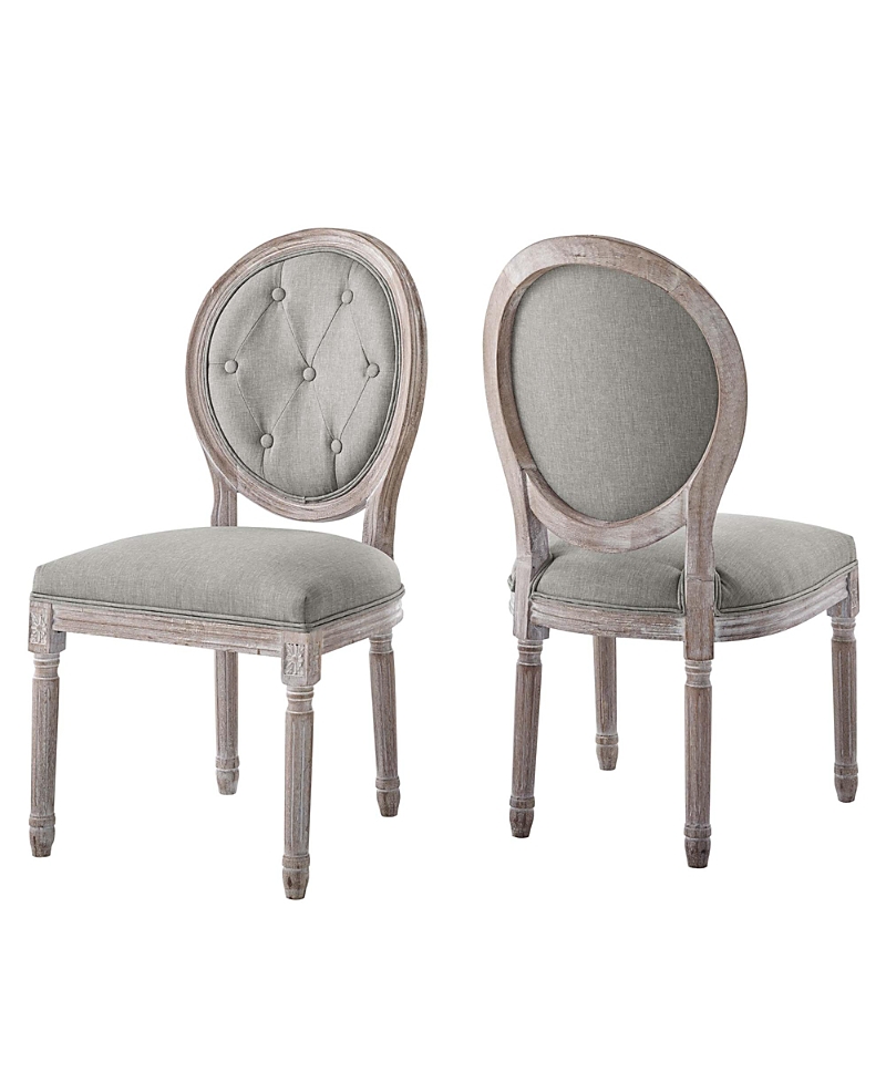 Modway Arise Vintage-Like French Upholstered Fabric Dining Side Chair, Set of 2