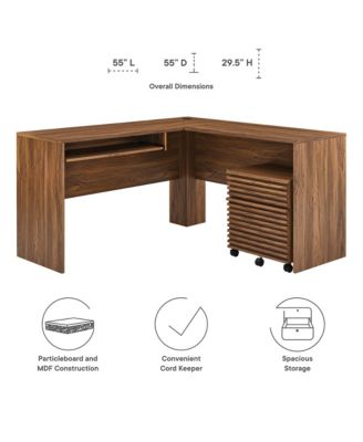 Render Wood Desk and File Cabinet, Set of 2