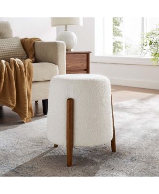 Riven Upholstered Boucle Fabric Ottoman