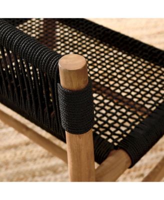  Vienna Outdoor Patio Teak and Rope Curved-Back Dining Armchairs, Set of 2