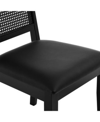 Arlo Faux Leather Upholstered Faux Rattan and Wood Dining Side Chairs, Set of 2