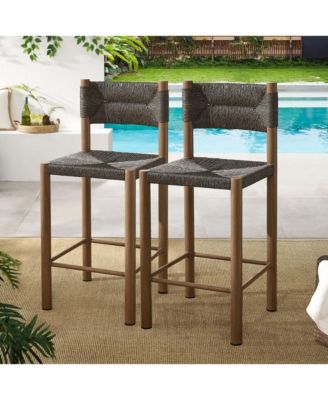 Parkland Outdoor Patio Rattan and Aluminum Counter Stools, Set of 2