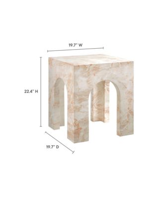 Valen Square Indoor - Outdoor Patio Arched Concrete Side Table