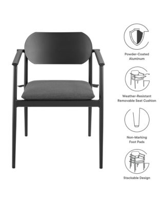 Aeris Stackable Outdoor Patio Aluminum Dining Armchair, Set of 2