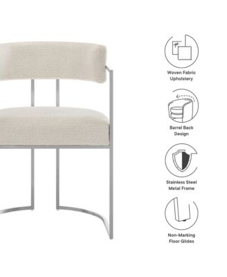 Huron Curved Back Fabric and Metal Dining Accent Chair