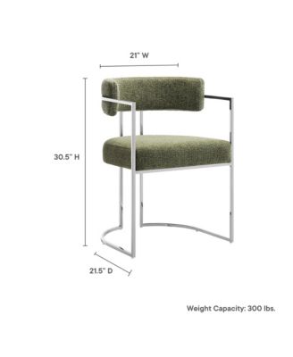 Huron Curved Back Fabric and Metal Dining Accent Chair