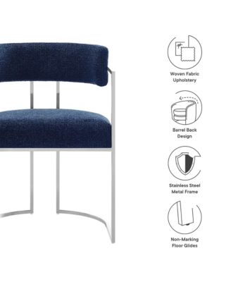 Huron Curved Back Fabric and Metal Dining Accent Chair