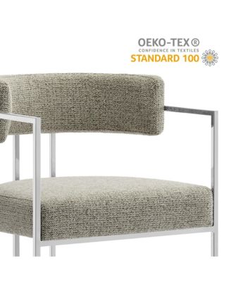 Huron Curved Back Fabric and Metal Dining Accent Chair