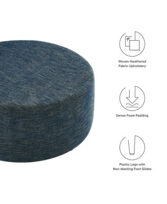 Callum Large 38" Round Woven Heathered Fabric Upholstered Ottoman