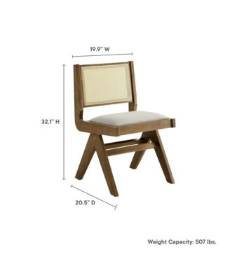  Thera Leather and Cane Dining Side Chairs, Set of 2