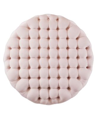 Amour Tufted Button Large Round Performance Velvet Ottoman