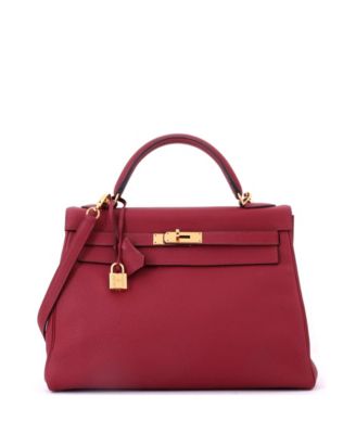 Kelly 32 Handbag Red Togo with Gold Hardware
