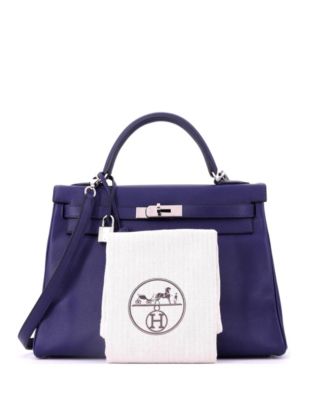 Kelly 32 Handbag Verso Evercolor with Palladium Hardware