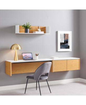 Kinetic 49" Wall-Mount Office Desk With Cabinet and Shelf