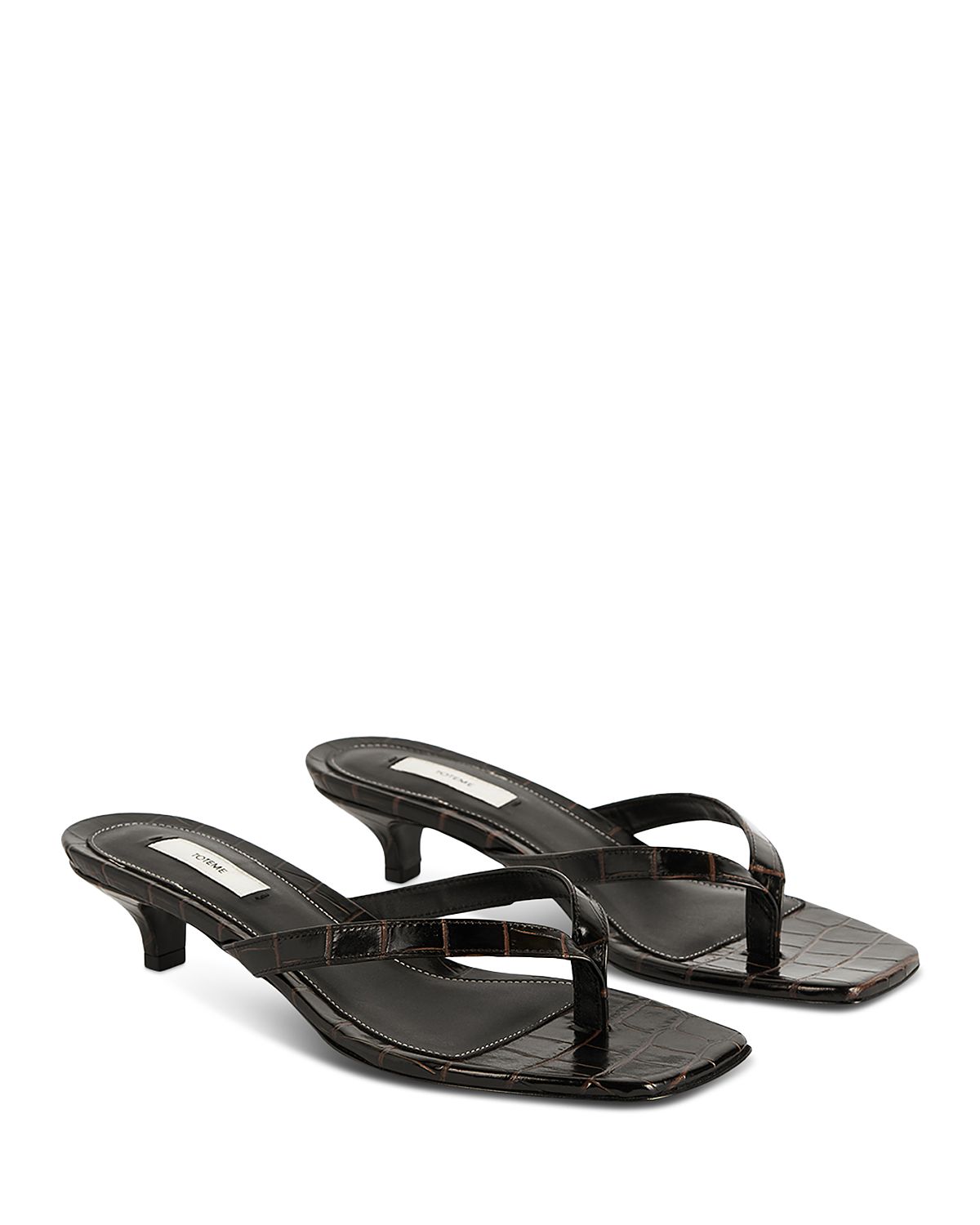 Toteme Women's Croco Embossed High Heel Flip Flops