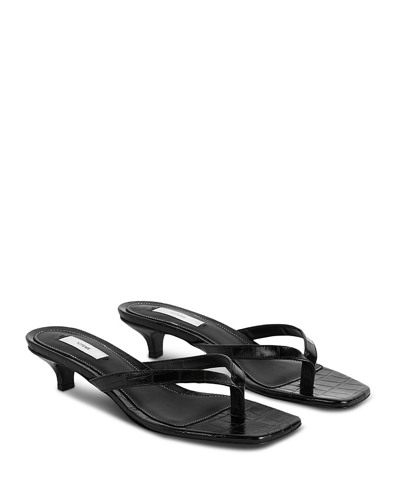Toteme Women's Croco Embossed High Heel Flip Flops
