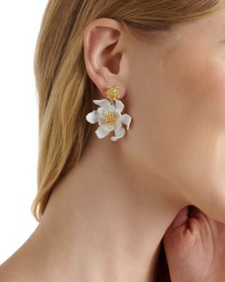 Fulva Furled Flower Enamel Drop Earrings