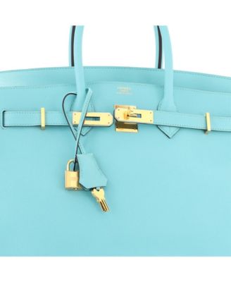 Birkin 35 Handbag Blue Epsom with Gold Hardware