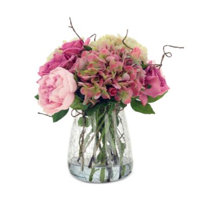European Hand Tie Crackle Vase Floral Arrangement