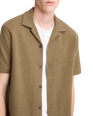 Cotton Blend Boucl&eacute; Regular Fit Button Down Camp Shirt