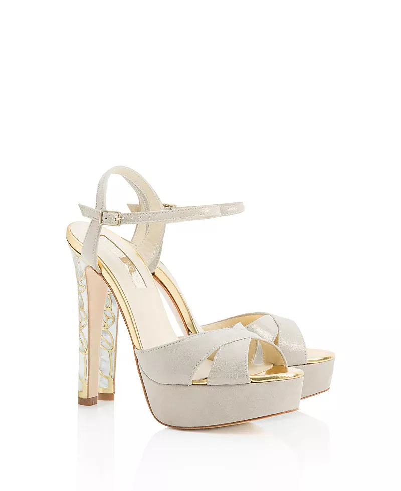 Freya Rose Women's Rose in Bloom Ankle Strap Pearl Heel Sandal
