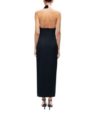  Contrast Draped Halter Maxi Dress