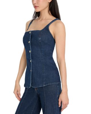 Denim Sleeveless Button Front Top