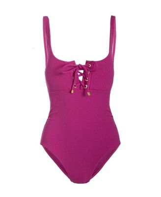 Taylor Lace-Up Underwire One-Piece Swimsuit in Eco Texture