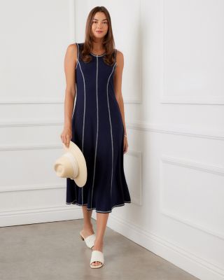 Sleeveless Stitch Detail Midi Dress