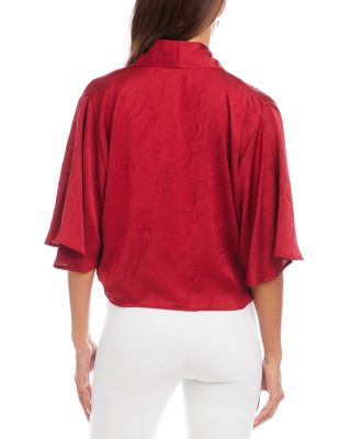 Flare Sleeve Tie Front Top