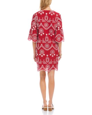 Flare Sleeve Embroidered Dress