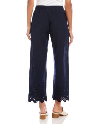 Embroidered Scallop Edge Cropped Pants