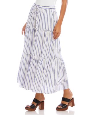 Stripe Tiered Midi Skirt
