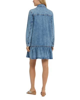 Ruffle Hem Denim Shirtdress