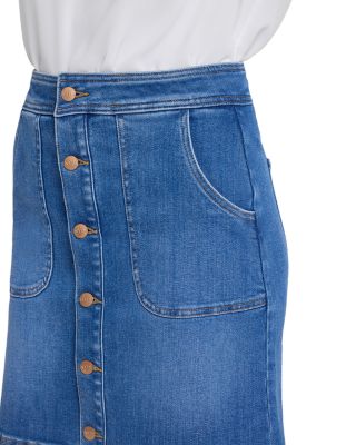 High Rise A Line Utility Denim Skirt