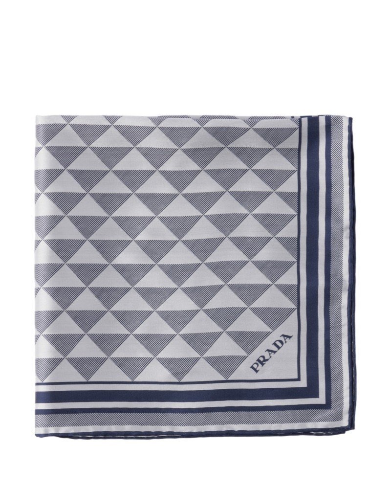 Prada Jacquard Silk Scarf 55X55 in Blue