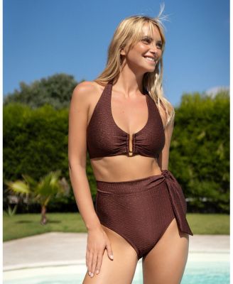 Shana U-Bar Metallic Halter Bikini Top