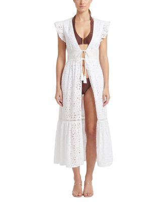  Lauren Lace-Trim Eyelet Cover-up Dress