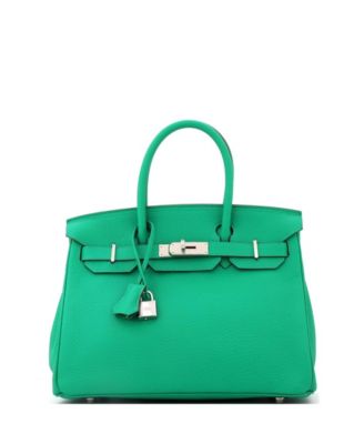 Birkin 30 Handbag Green Clemence with Palladium Hardware