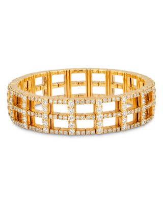 18K Yellow Gold Stretch Diamond Lattice Bracelet