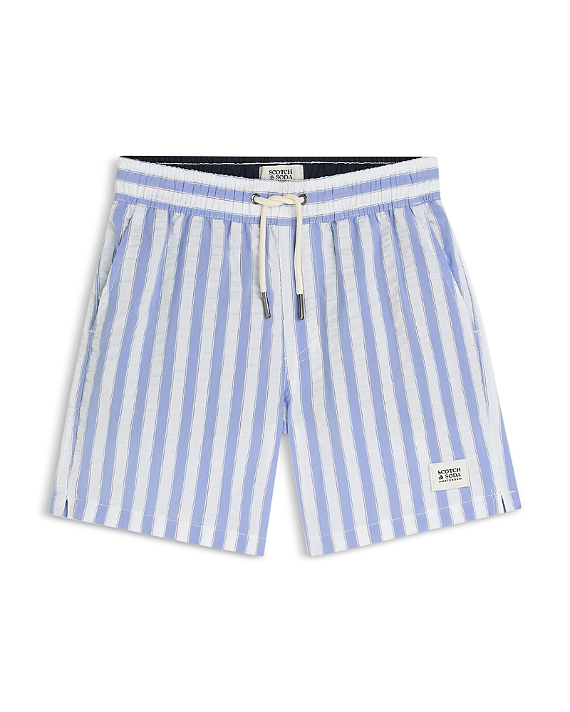Scotch & Soda Boys' Striped Mid Length Swim Shorts - Big Kid