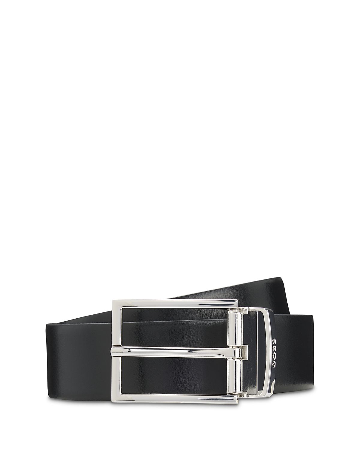 Boss Men's Otano Polished Silver Leather Belt