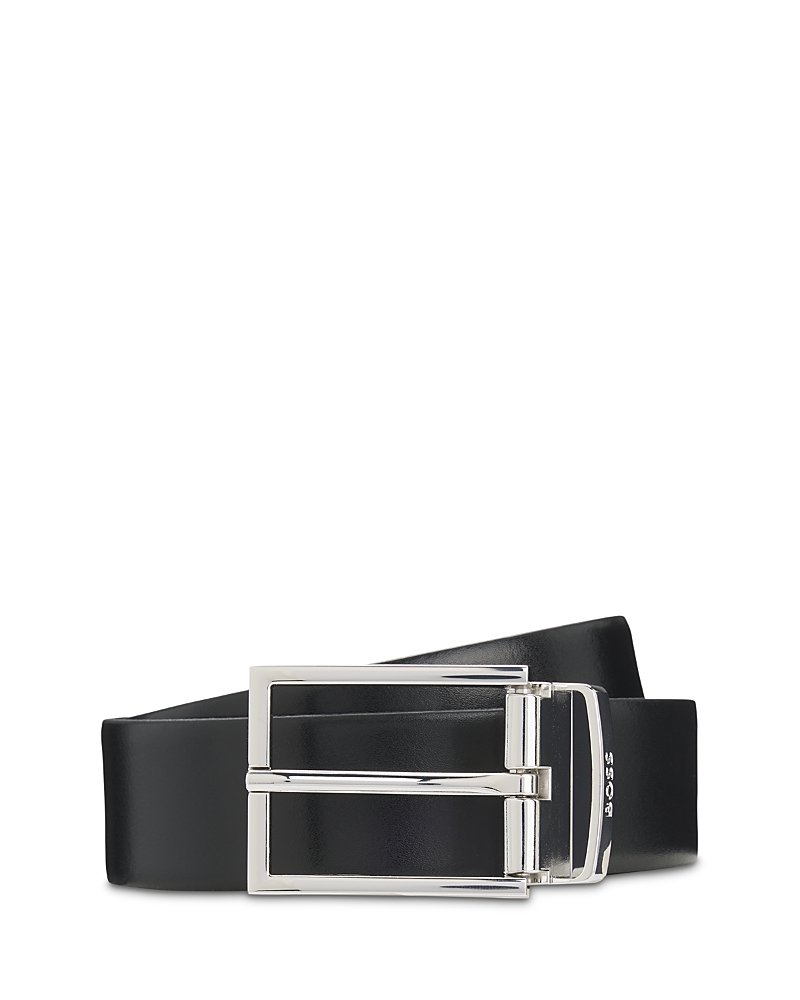 Boss Men's Otano Polished Silver Leather Belt