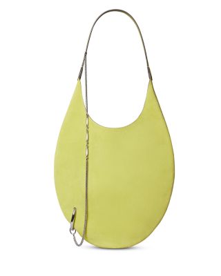 Pierced Green Suede Shoulder Bag
